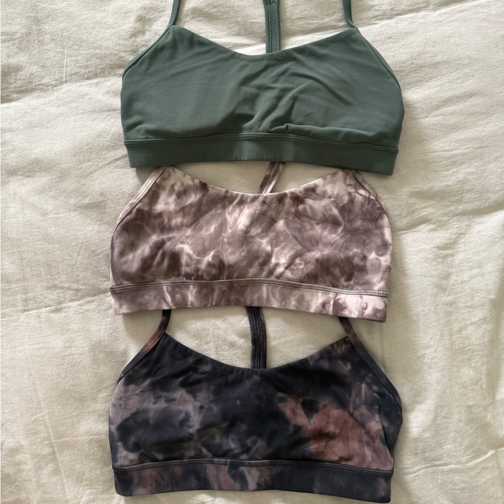 lululemon athletica Sports Bras Lot- Dark Green and Smoke Tie-Dye Set